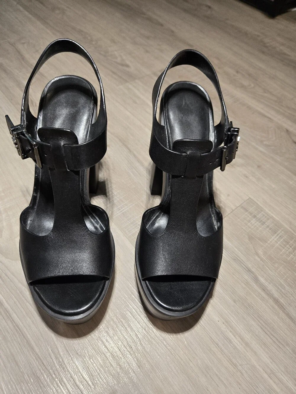 MICHAEL Michael Kors Sinead Leather Platform Sandals Black Sz 6.5